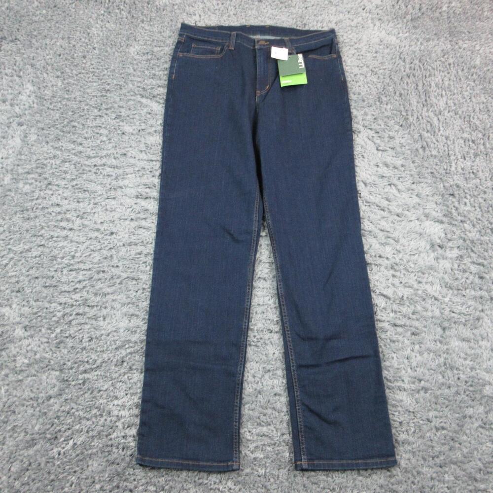 L.L. Bean Jeans Mens 35x34 Blue BeanFlex Straight Dark Indigo 35x33.5* NWT